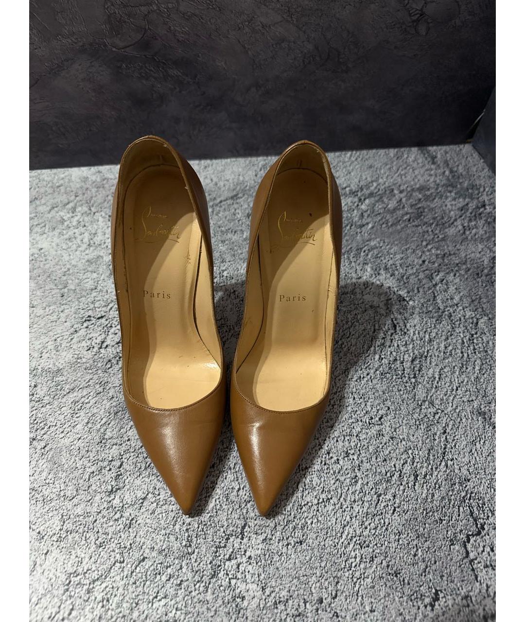 CHRISTIAN LOUBOUTIN Коричневые кожаные туфли, фото 3