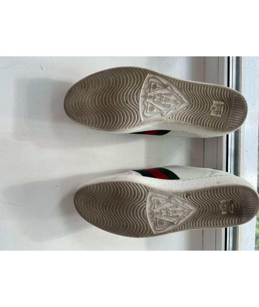 GUCCI Белые кожаные низкие кроссовки / кеды, фото 5