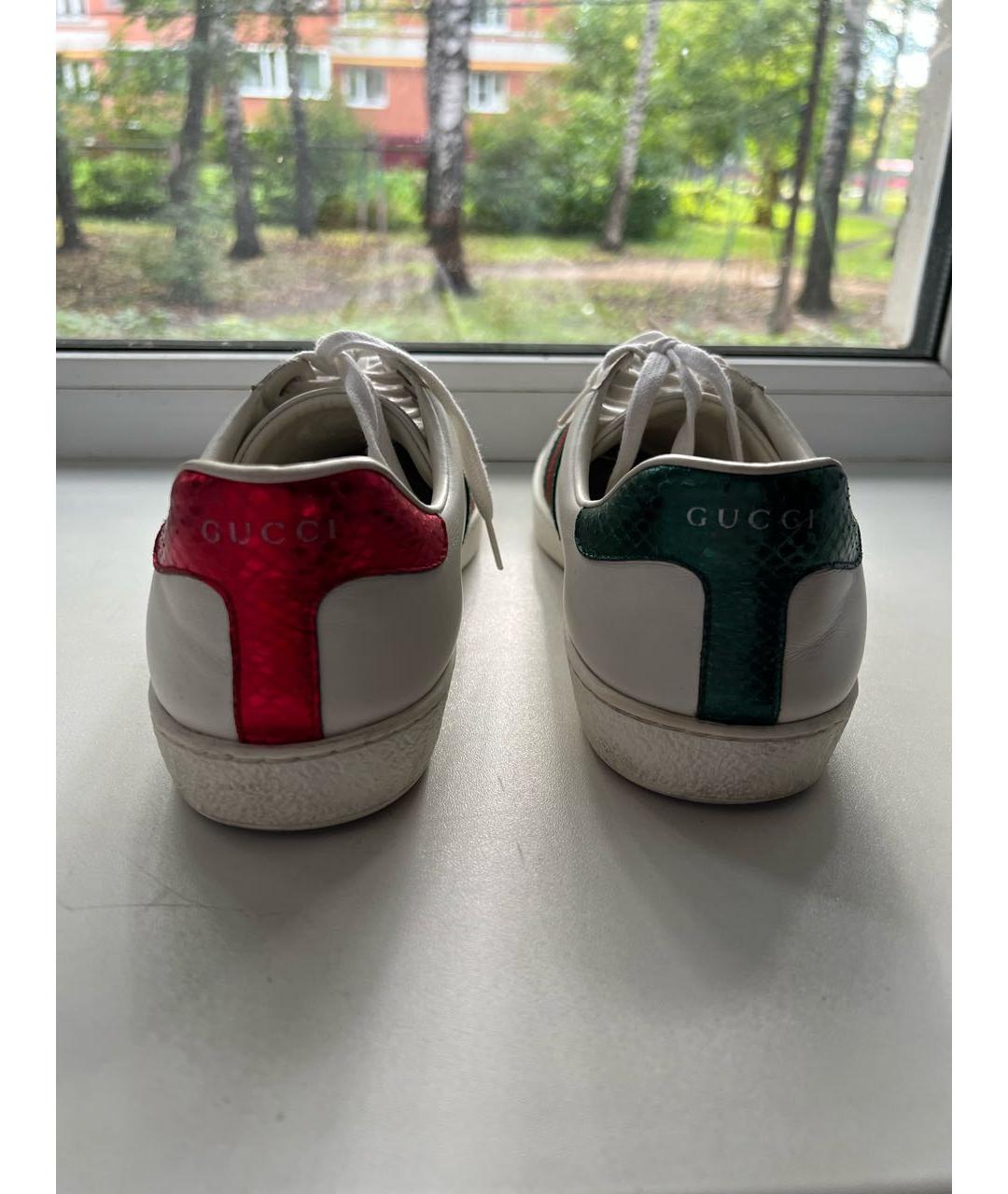 GUCCI Белые кожаные низкие кроссовки / кеды, фото 4