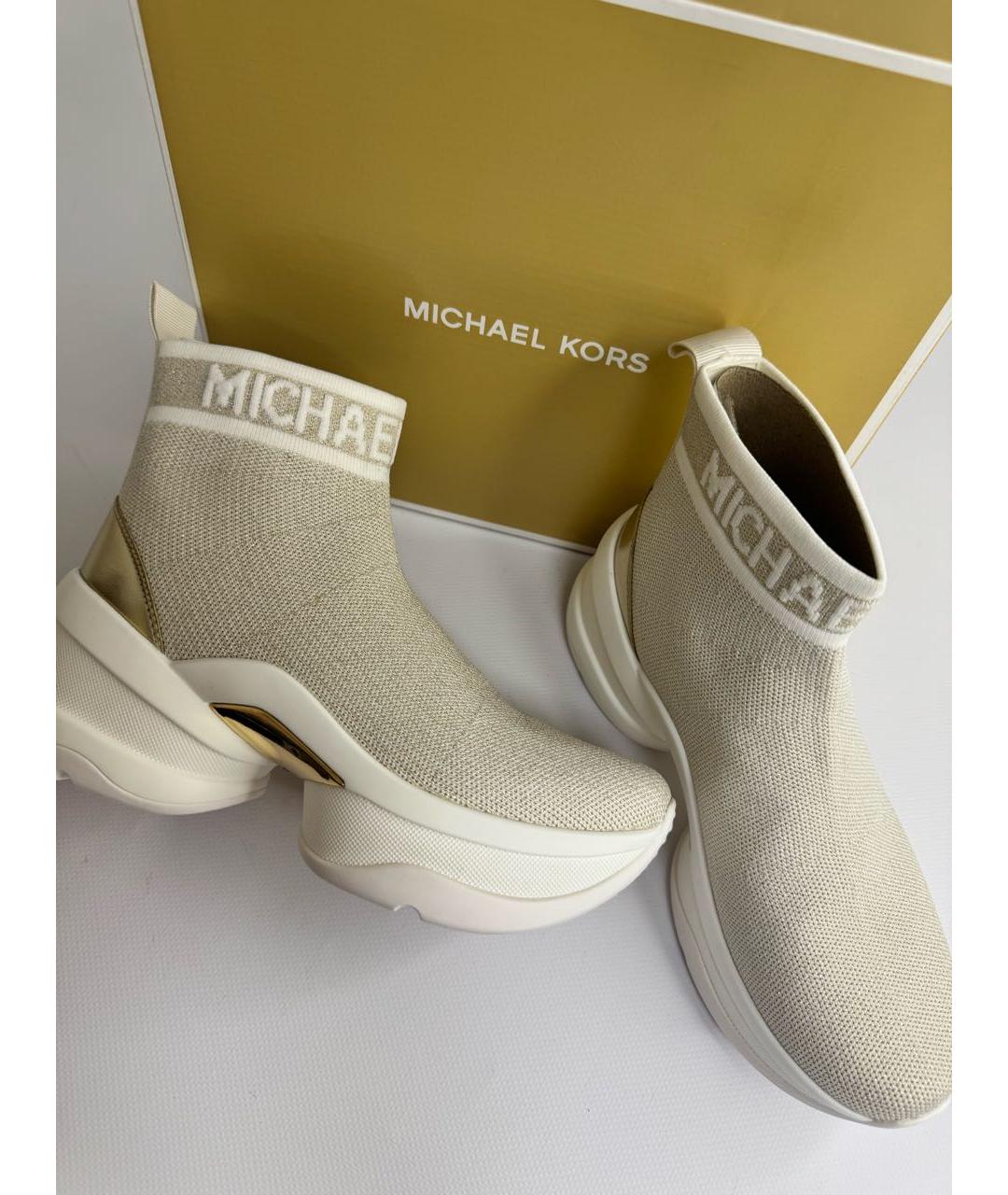 MICHAEL KORS Бежевые текстильные кроссовки, фото 2