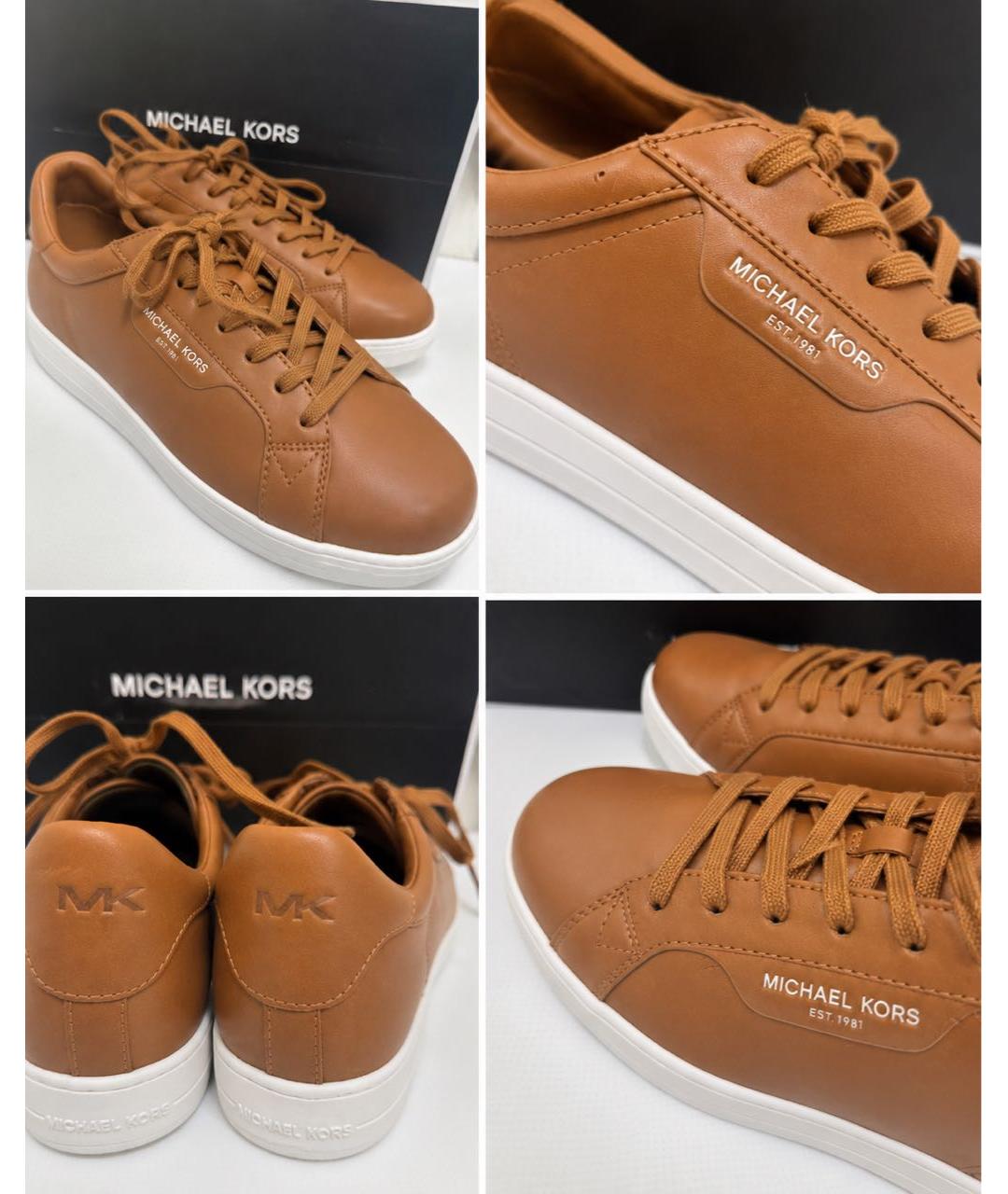 MICHAEL KORS Коричневые кожаные низкие кроссовки / кеды, фото 5