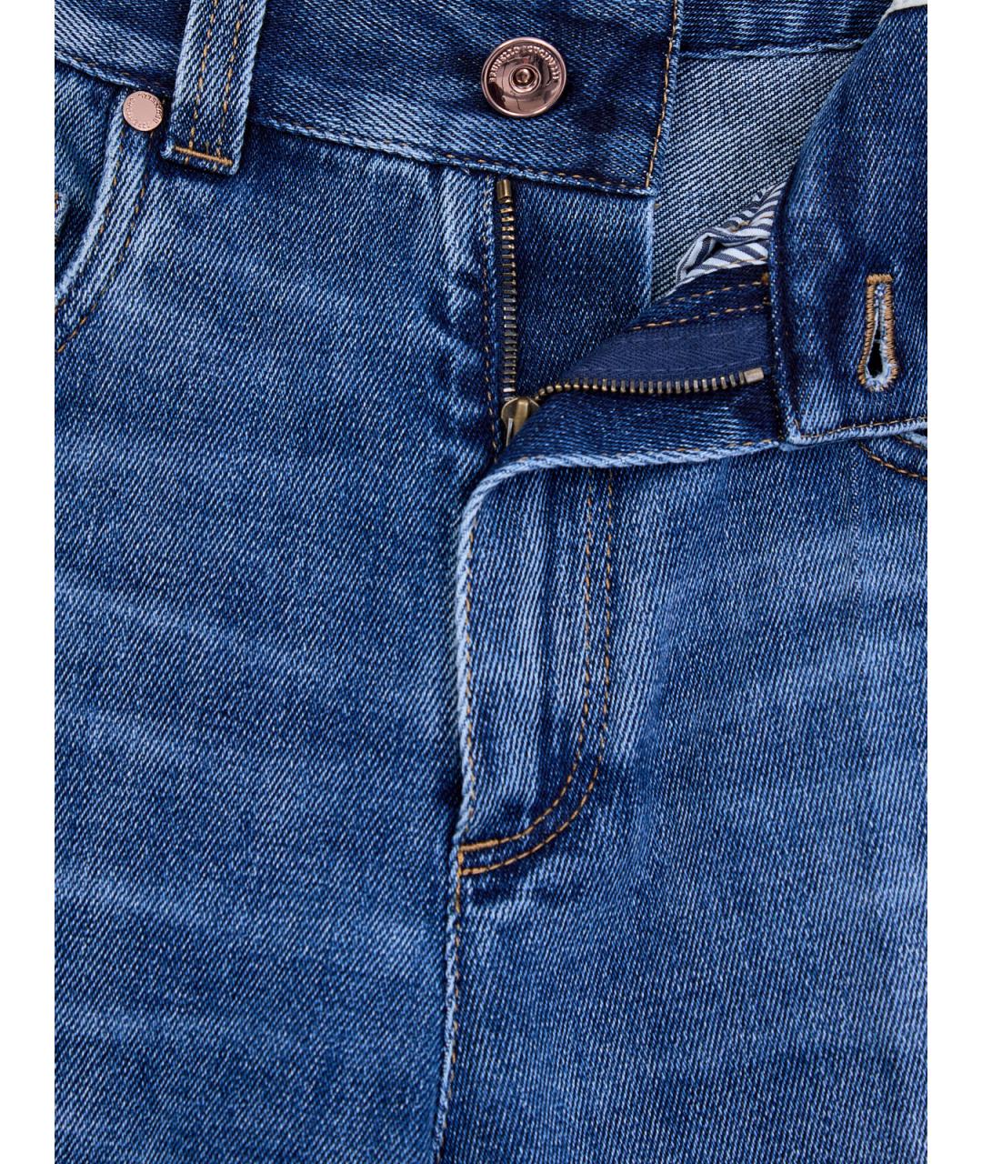 BRUNELLO CUCINELLI Синие хлопковые прямые джинсы, фото 6