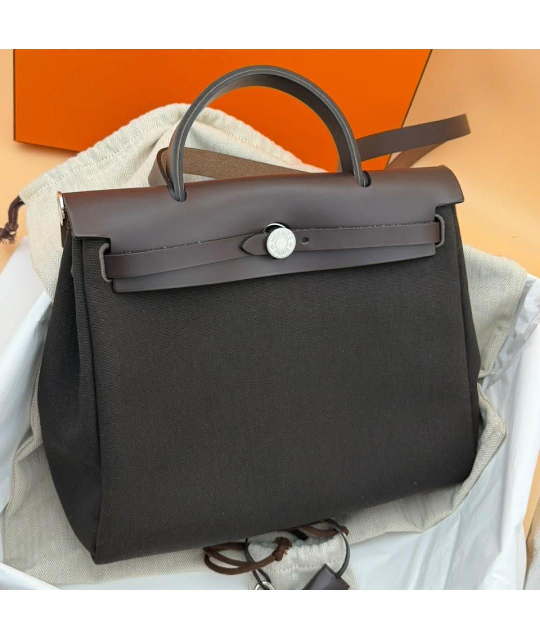 HERMES Коричневая сумка через плечо из канвы, фото 2