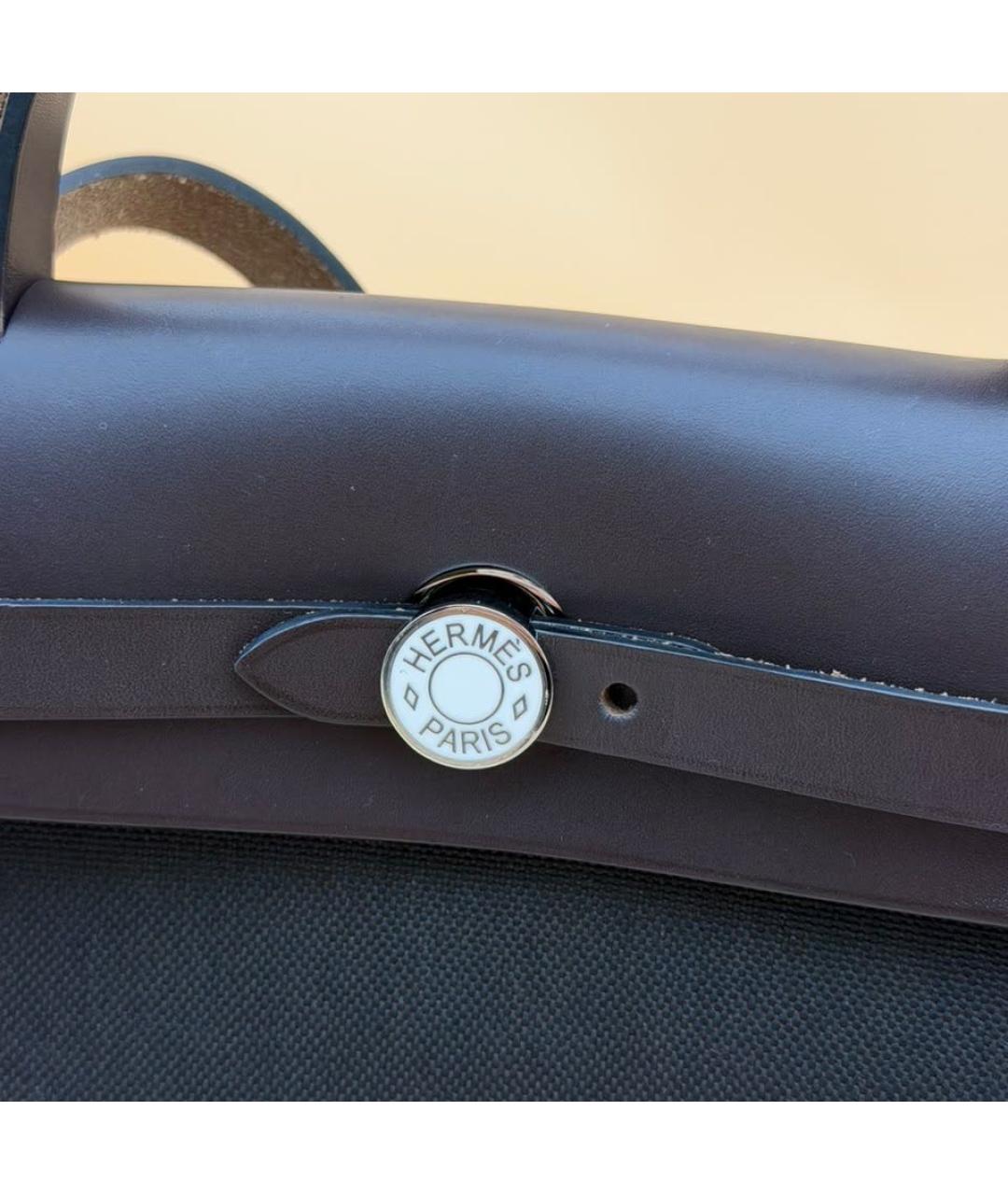 HERMES Коричневая сумка через плечо из канвы, фото 6