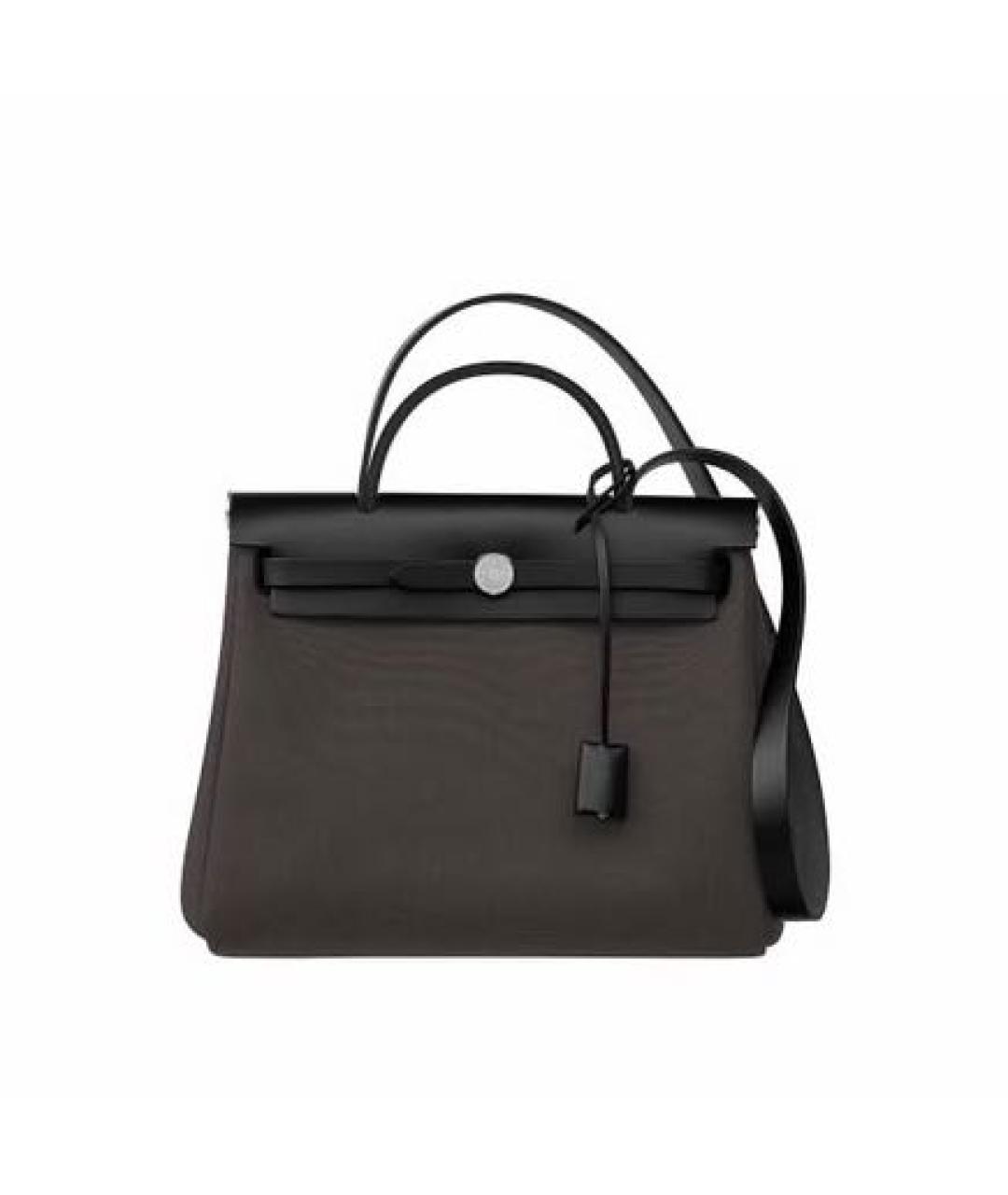 HERMES Коричневая сумка через плечо из канвы, фото 1
