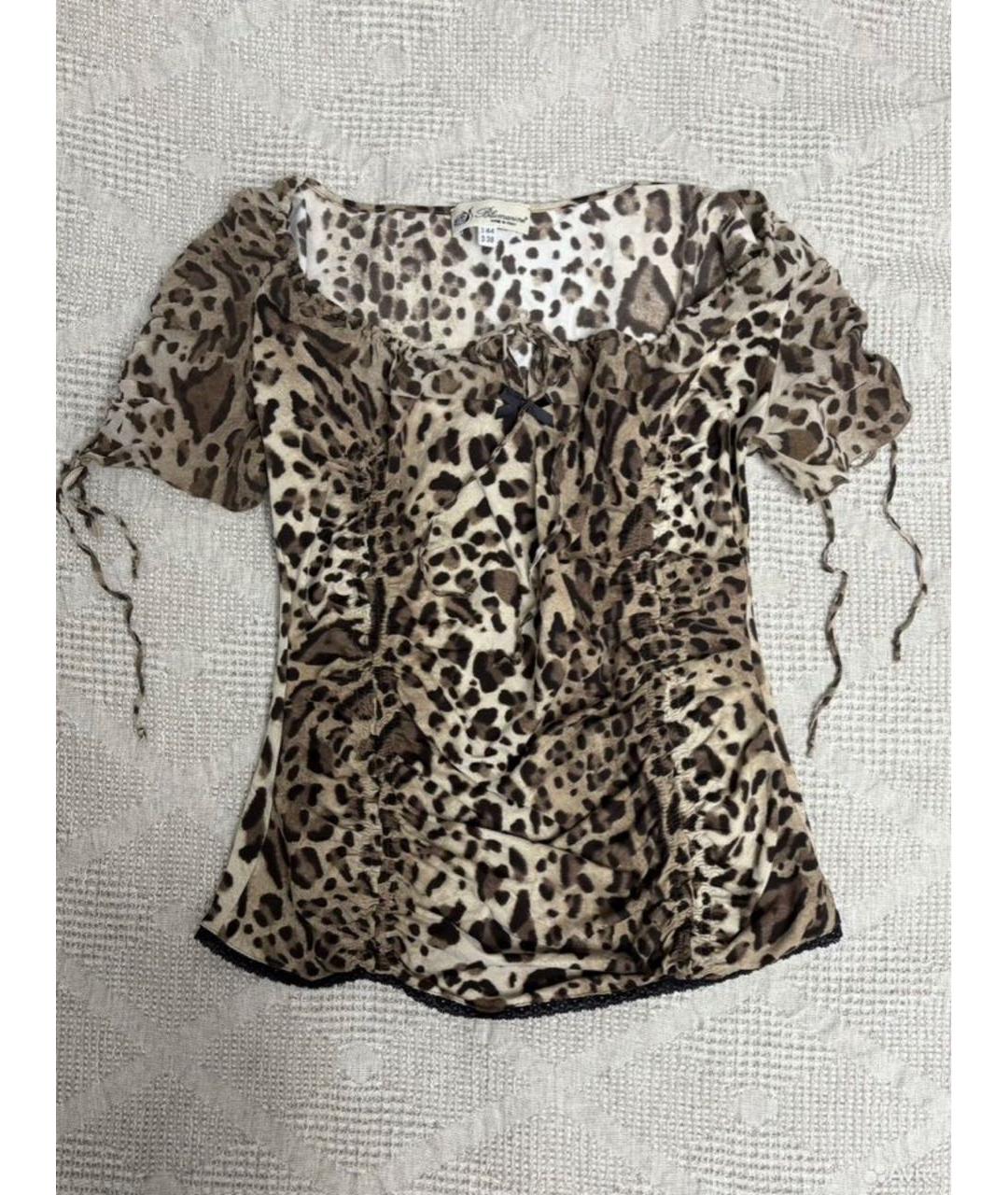 BLUMARINE Коричневая шелковая блузы, фото 6