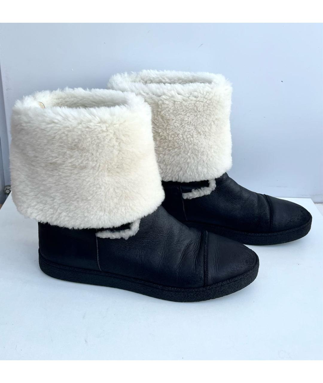 CHANEL Антрацитовые кожаные сапоги, фото 7