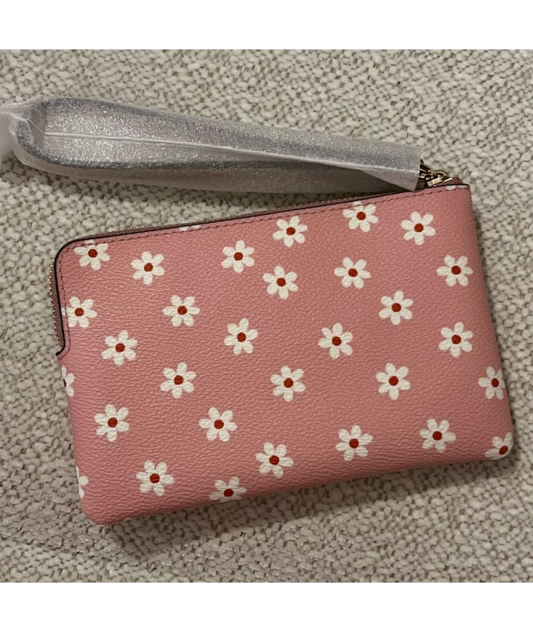 COACH Розовый кожаный кошелек, фото 4