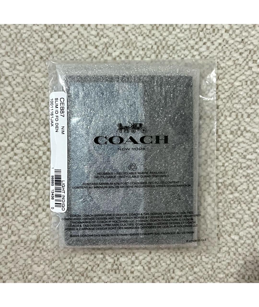 COACH Голубой кожаный кардхолдер, фото 8