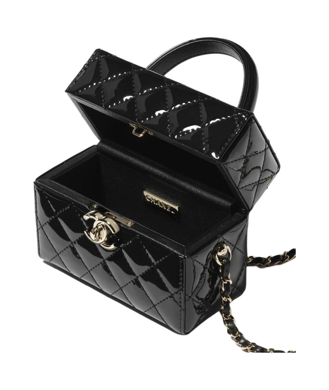 CHANEL Черная сумка через плечо из лакированной кожи, фото 4