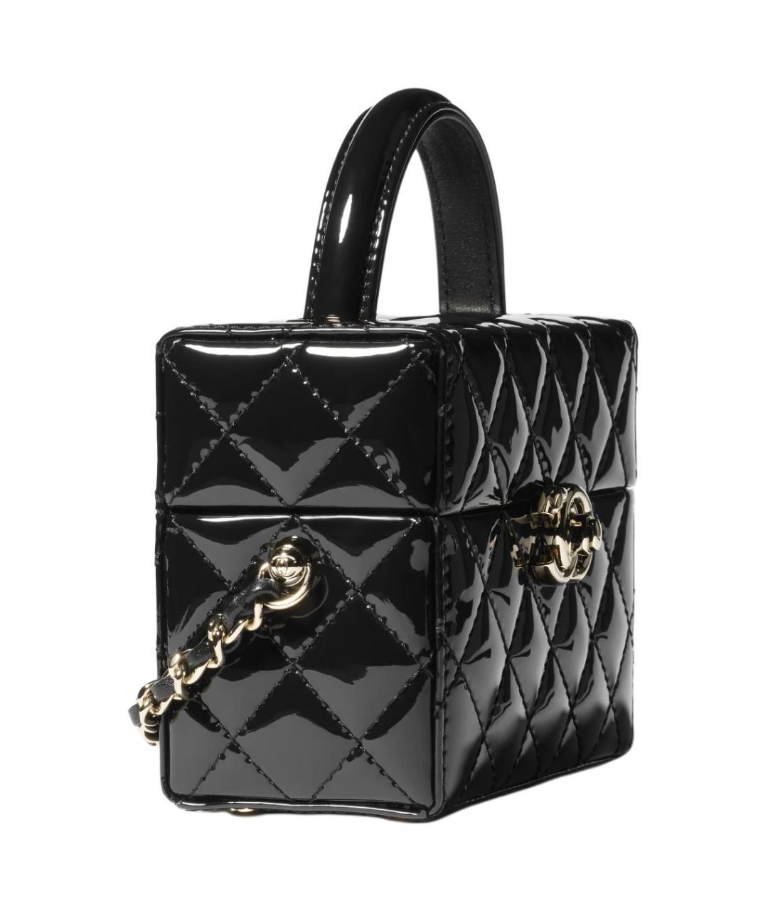 CHANEL Черная сумка через плечо из лакированной кожи, фото 2