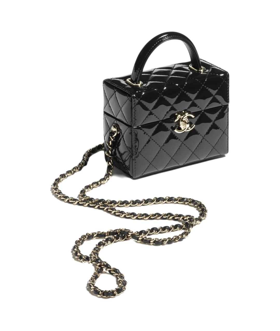 CHANEL Черная сумка через плечо из лакированной кожи, фото 3
