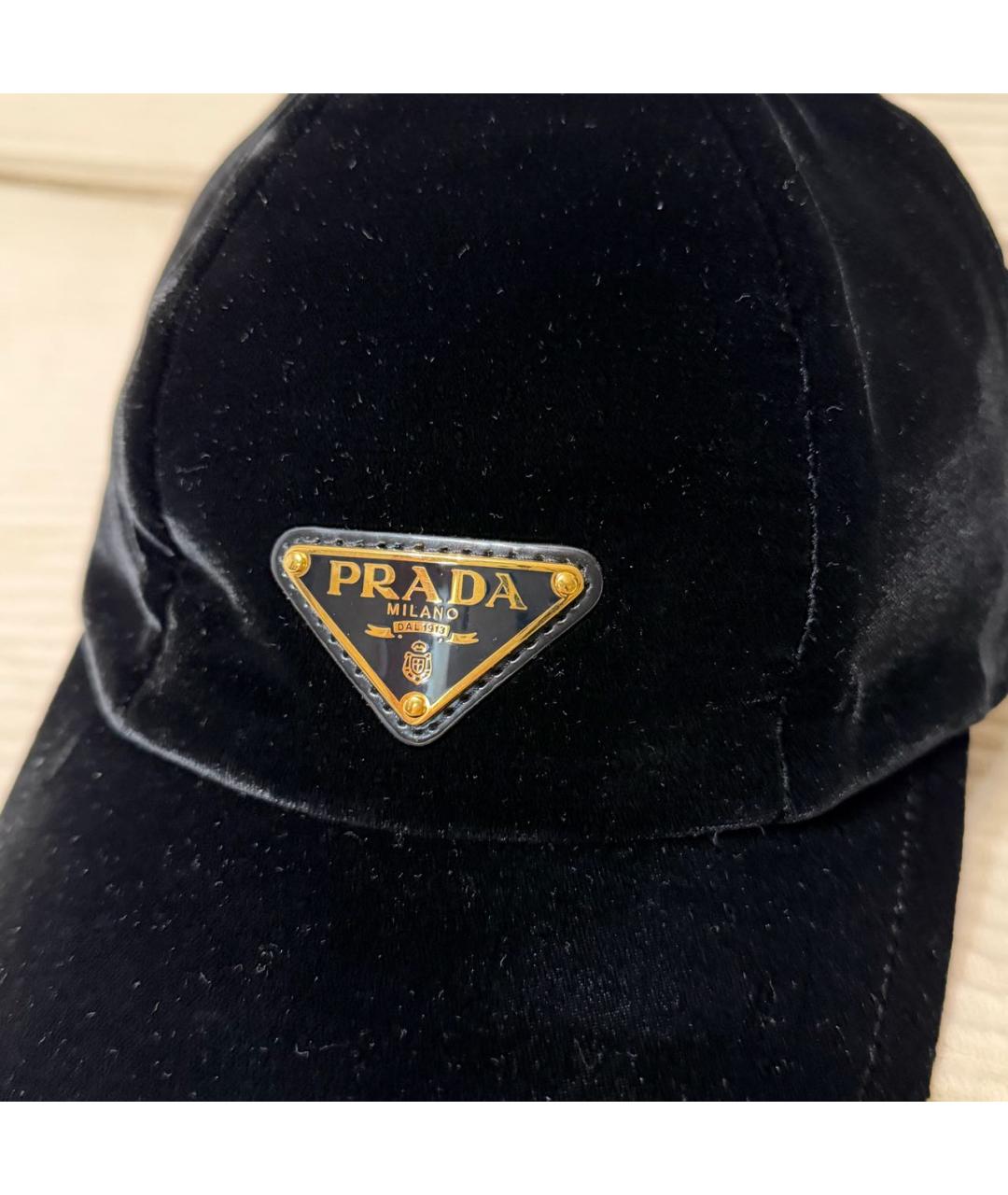 PRADA Черная бархатная кепка, фото 4