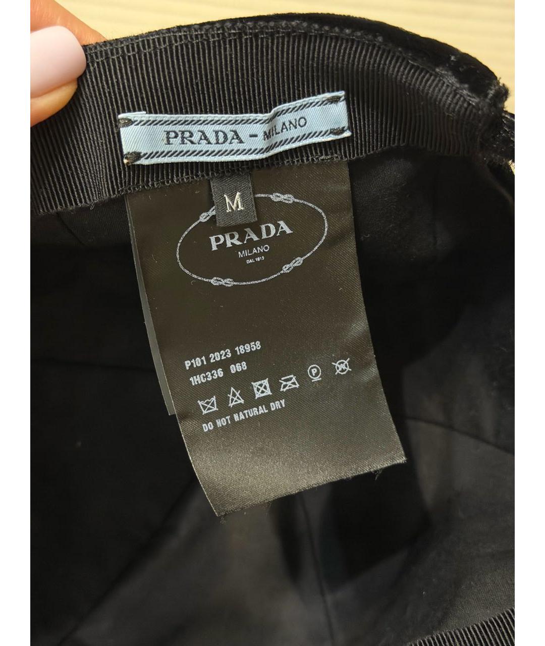 PRADA Черная бархатная кепка, фото 6