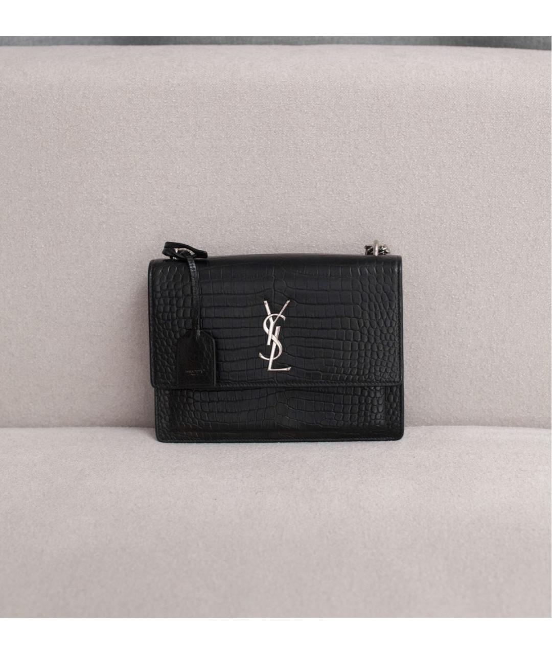 SAINT LAURENT Черная кожаная сумка через плечо, фото 9