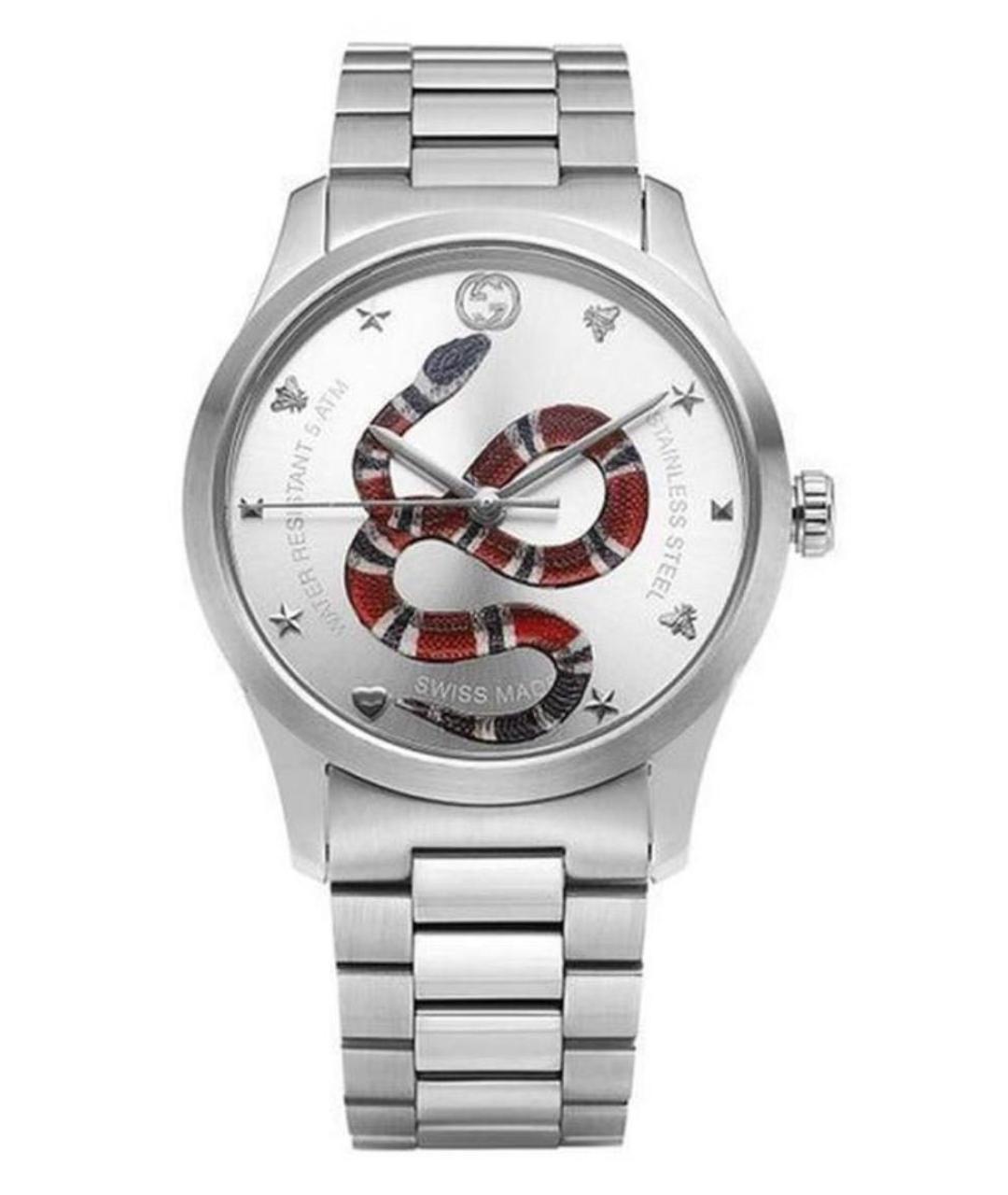 GUCCI Серебряные металлические часы, фото 9