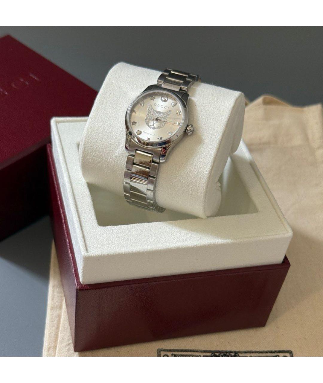 GUCCI Серебряные металлические часы, фото 3
