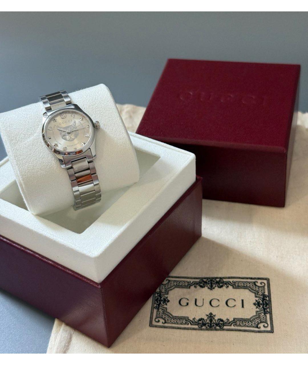 GUCCI Серебряные металлические часы, фото 8