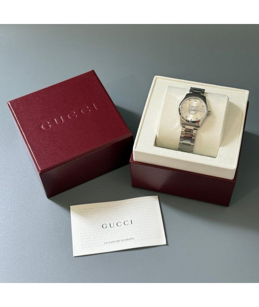 GUCCI Серебряные металлические часы, фото 5