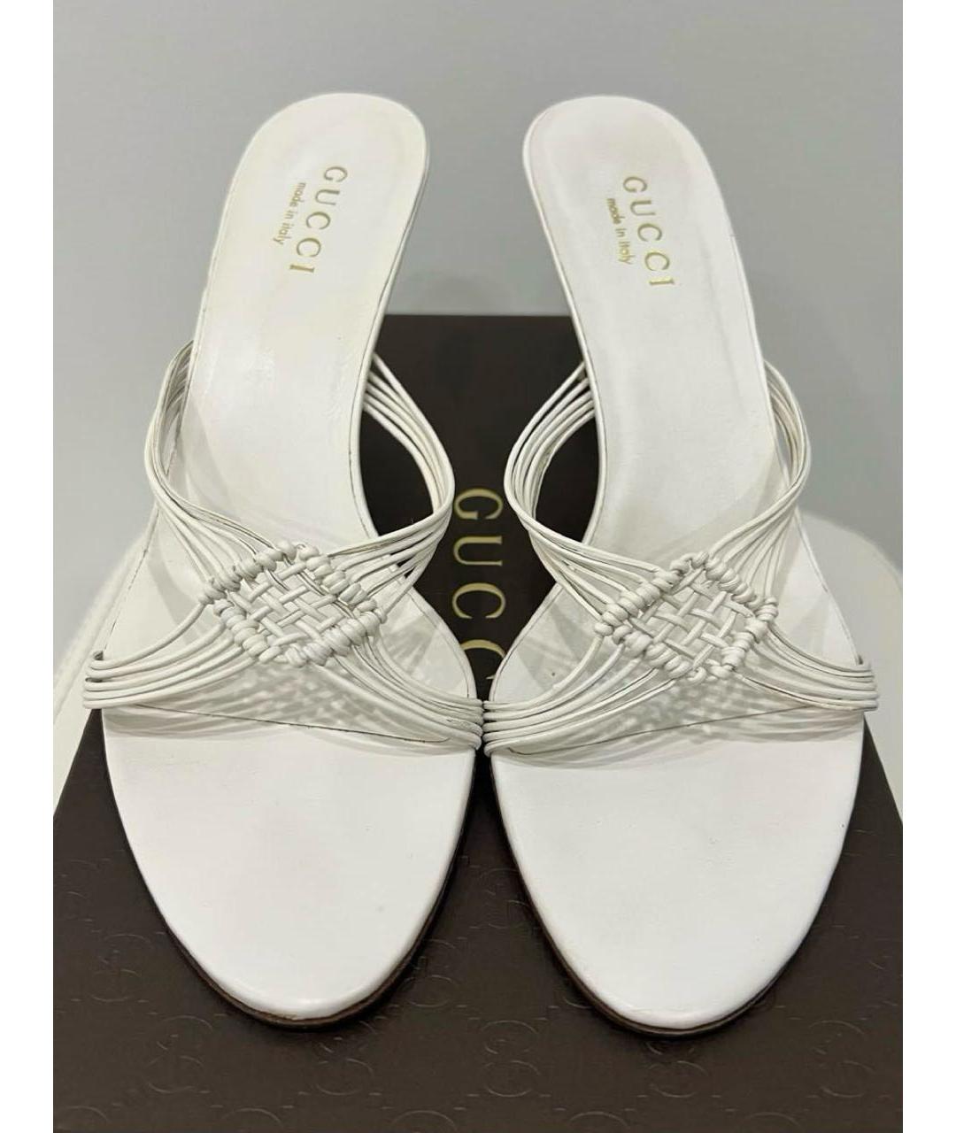 GUCCI Белые кожаные мюли, фото 3