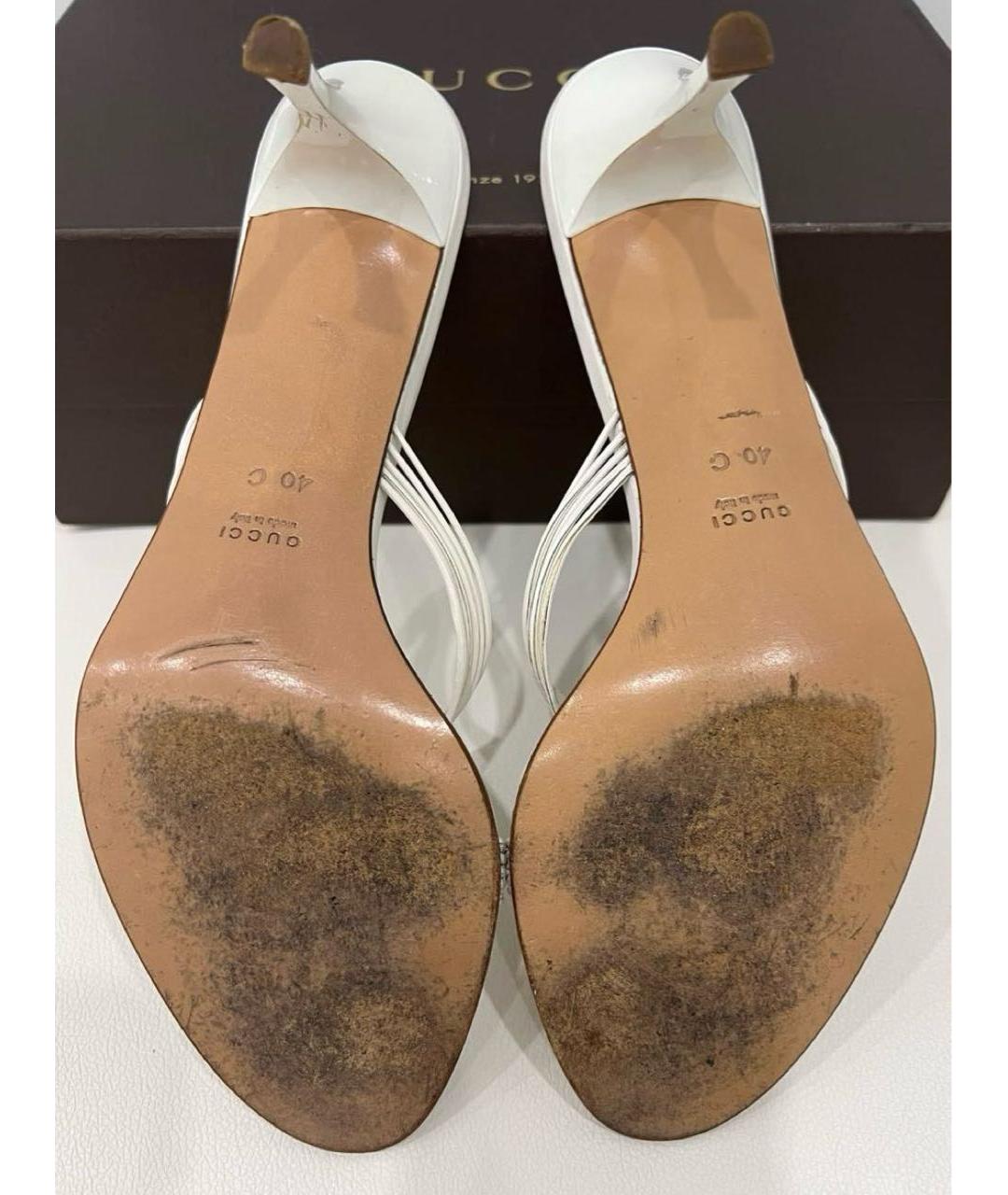 GUCCI Белые кожаные мюли, фото 6