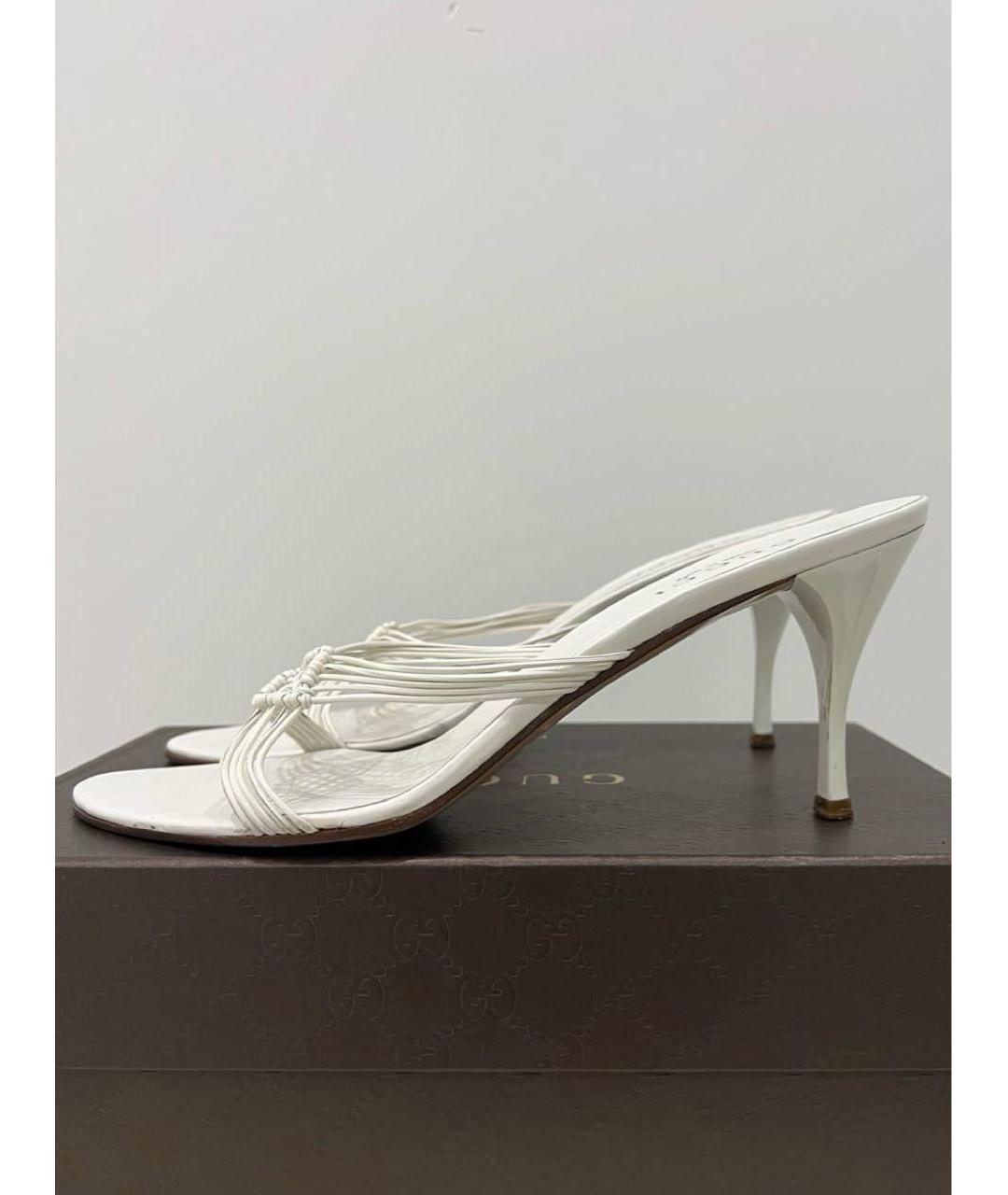 GUCCI Белые кожаные мюли, фото 4
