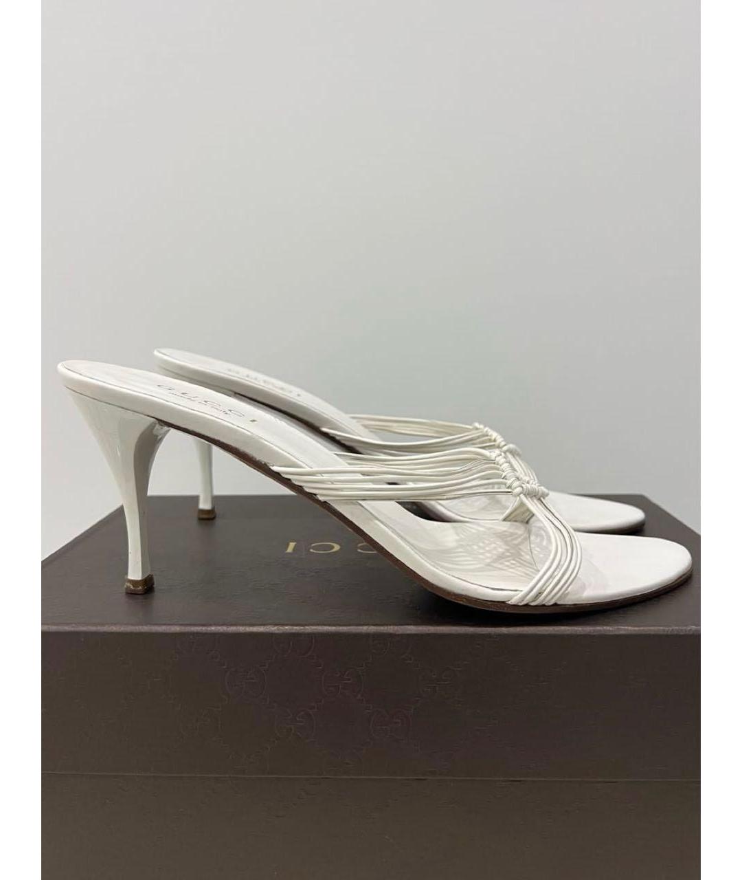 GUCCI Белые кожаные мюли, фото 2