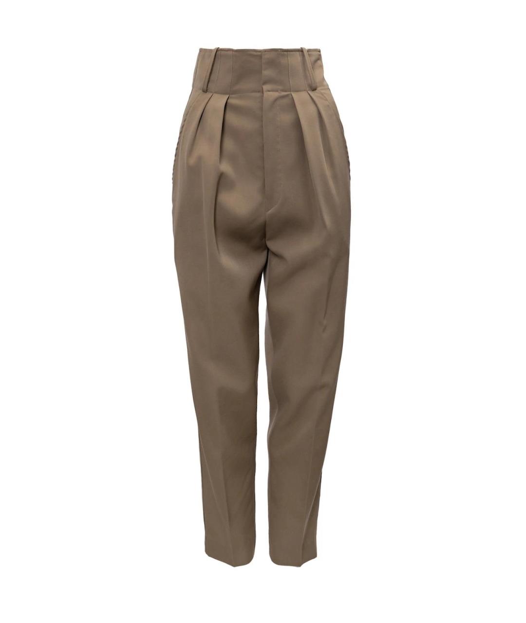 ISABEL MARANT Бежевые шерстяные прямые брюки, фото 1