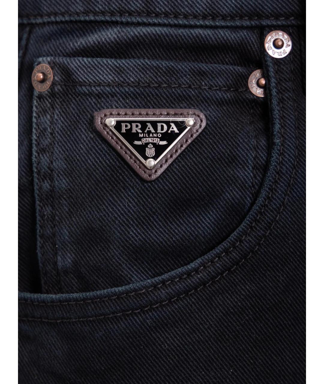 PRADA Черные хлопковые прямые джинсы, фото 3