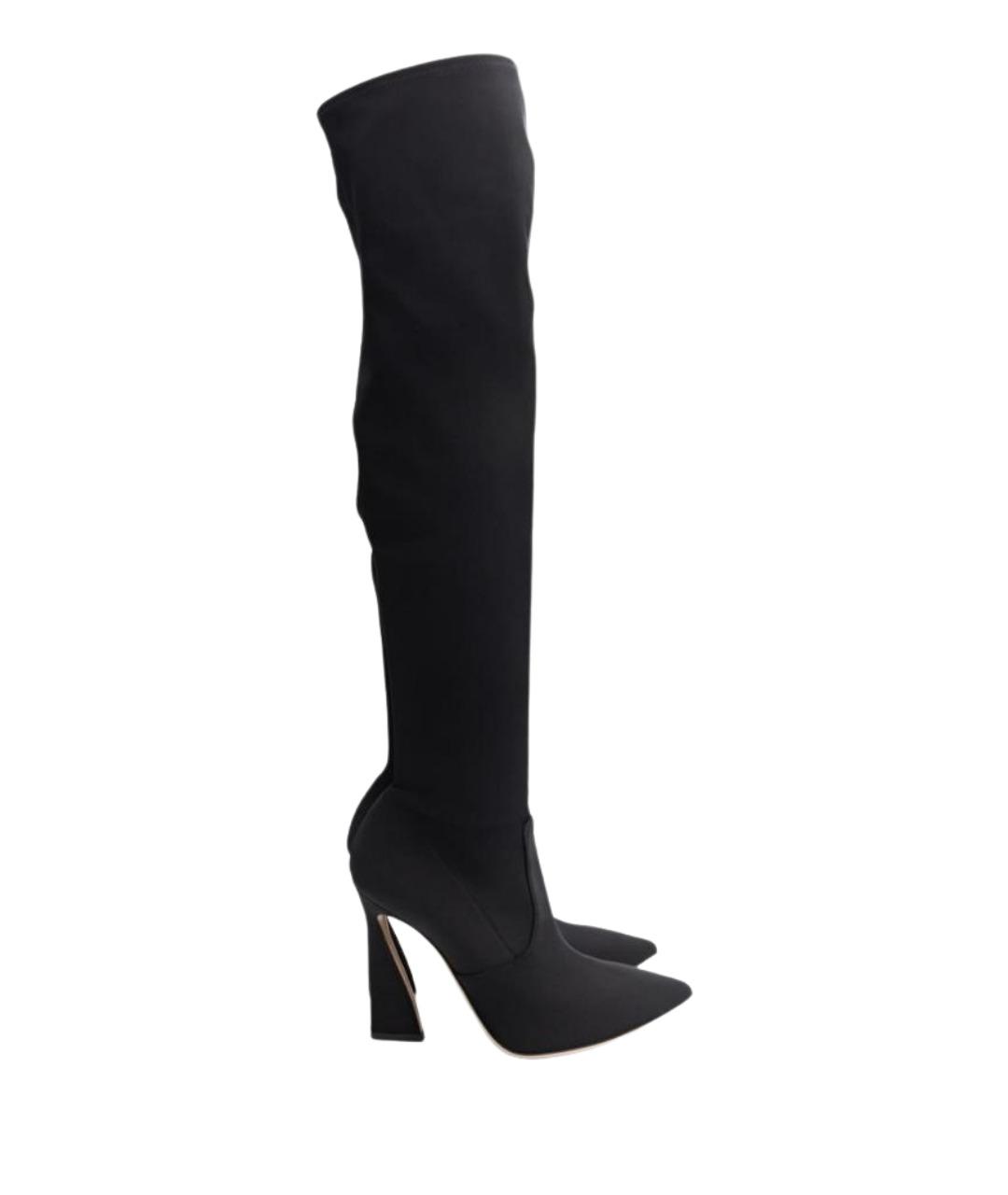 GIANVITO ROSSI Черные текстильные ботфорты, фото 1