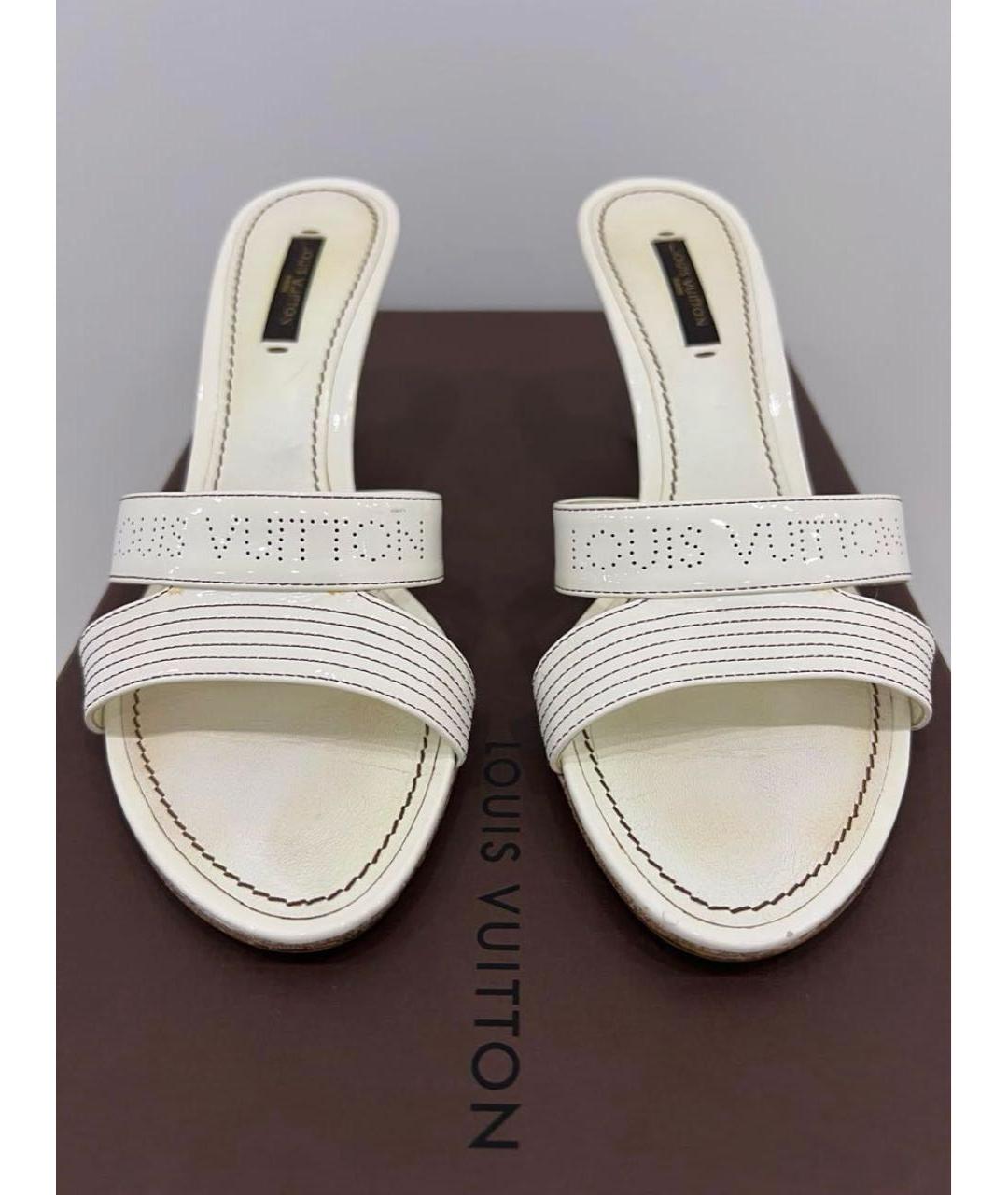 LOUIS VUITTON Белые кожаные мюли, фото 3