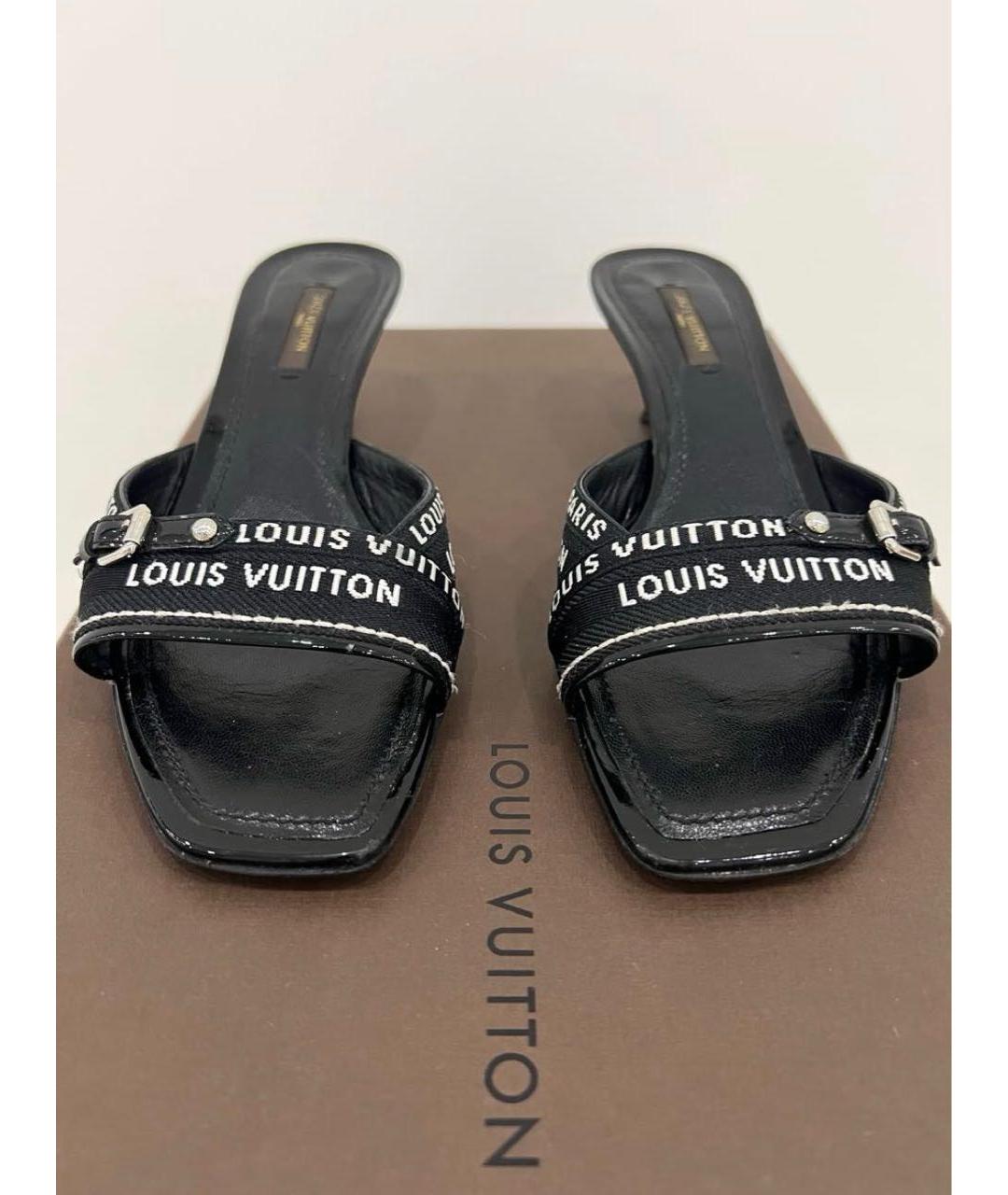 LOUIS VUITTON Черные текстильные мюли, фото 3