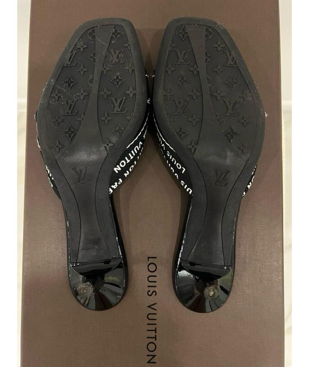 LOUIS VUITTON Черные текстильные мюли, фото 7