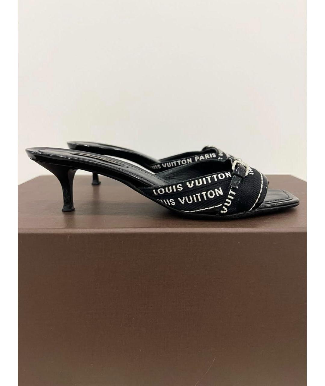 LOUIS VUITTON Черные текстильные мюли, фото 2