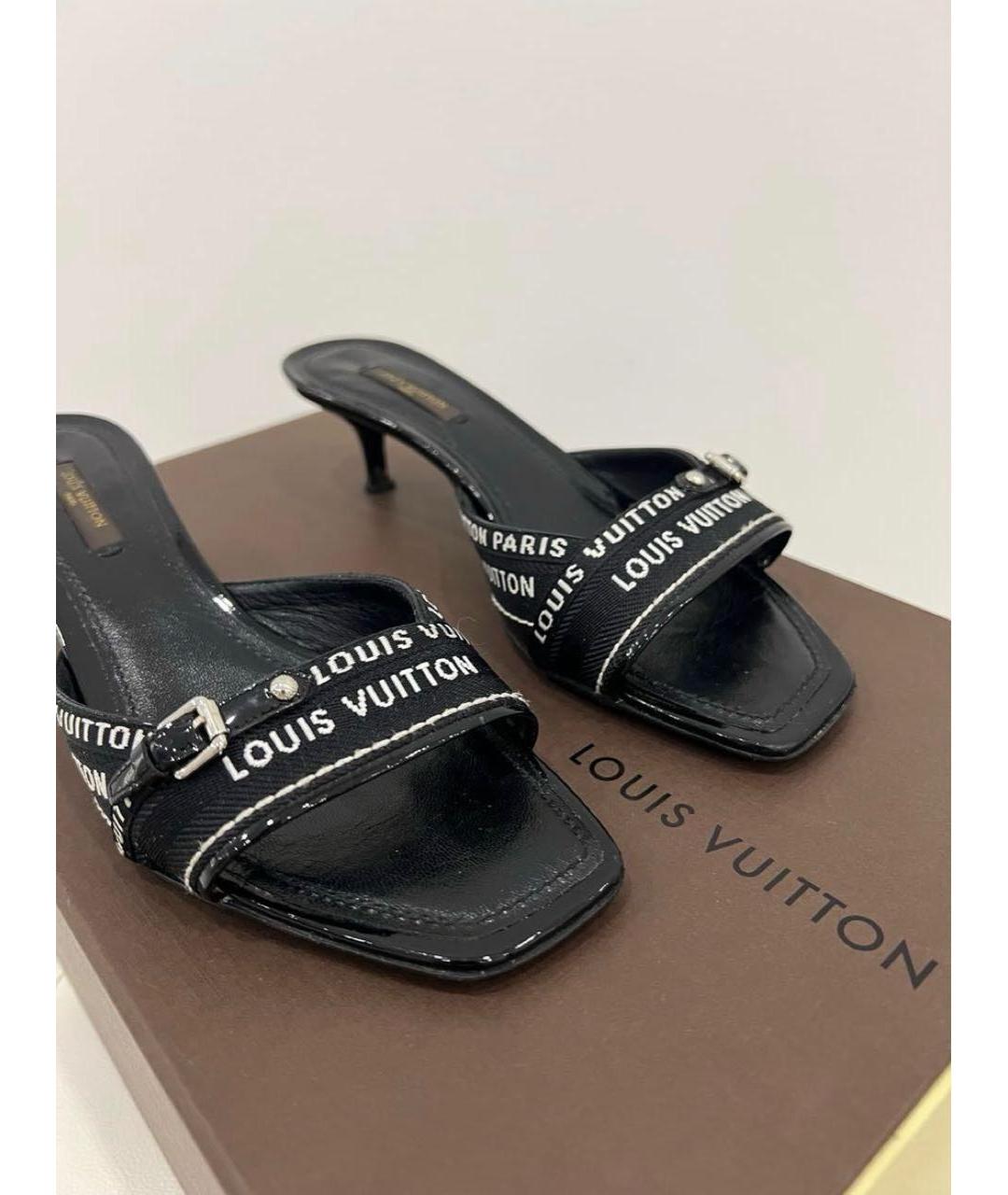 LOUIS VUITTON Черные текстильные мюли, фото 6