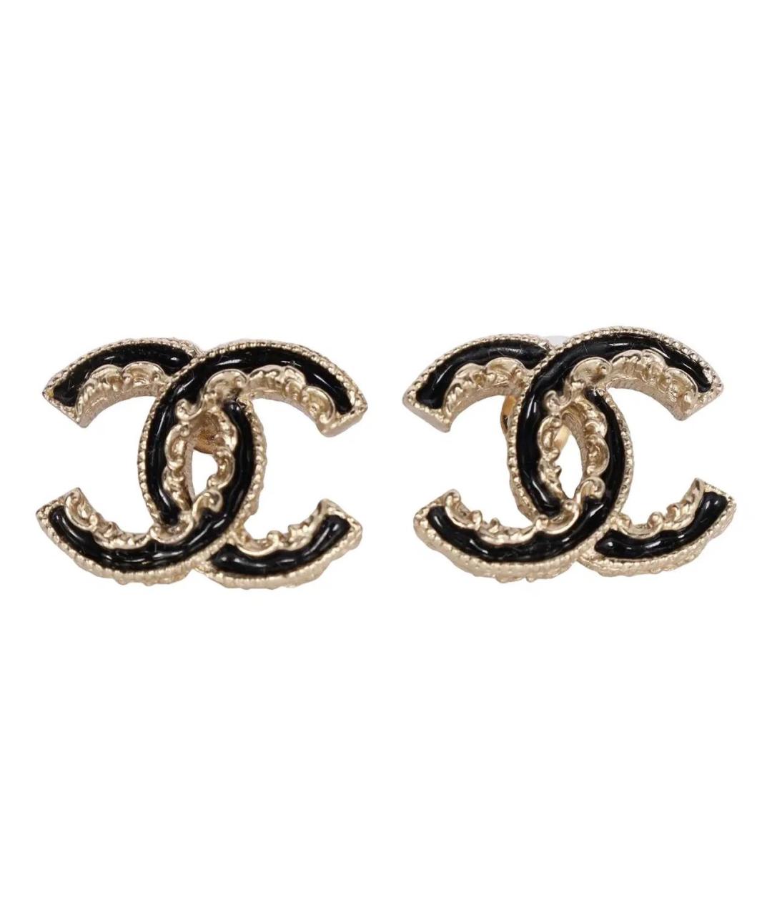 CHANEL Черные металлические серьги, фото 1