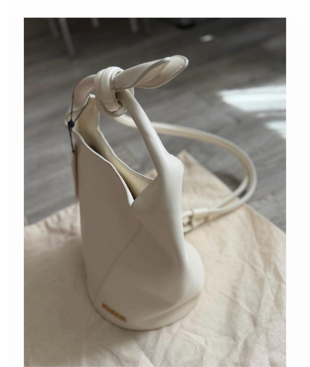 JACQUEMUS Белая кожаная сумка через плечо, фото 2
