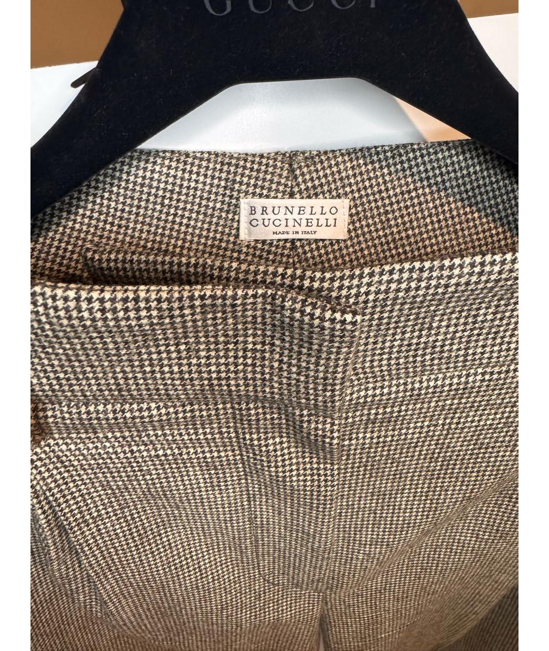 BRUNELLO CUCINELLI Коричневый шерстяной костюм с брюками, фото 3