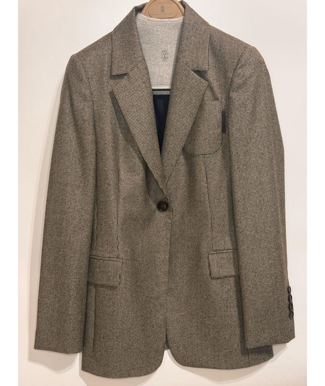BRUNELLO CUCINELLI Коричневый шерстяной костюм с брюками, фото 5