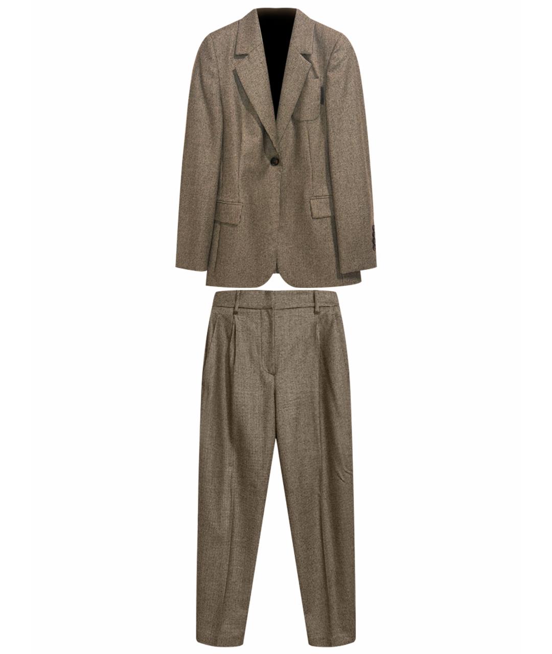 BRUNELLO CUCINELLI Коричневый шерстяной костюм с брюками, фото 1