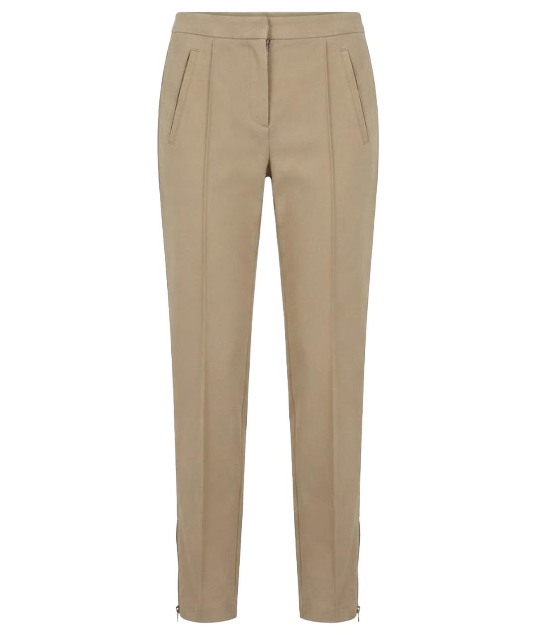 SPORTMAX Бежевые хлопко-эластановые брюки узкие, фото 1