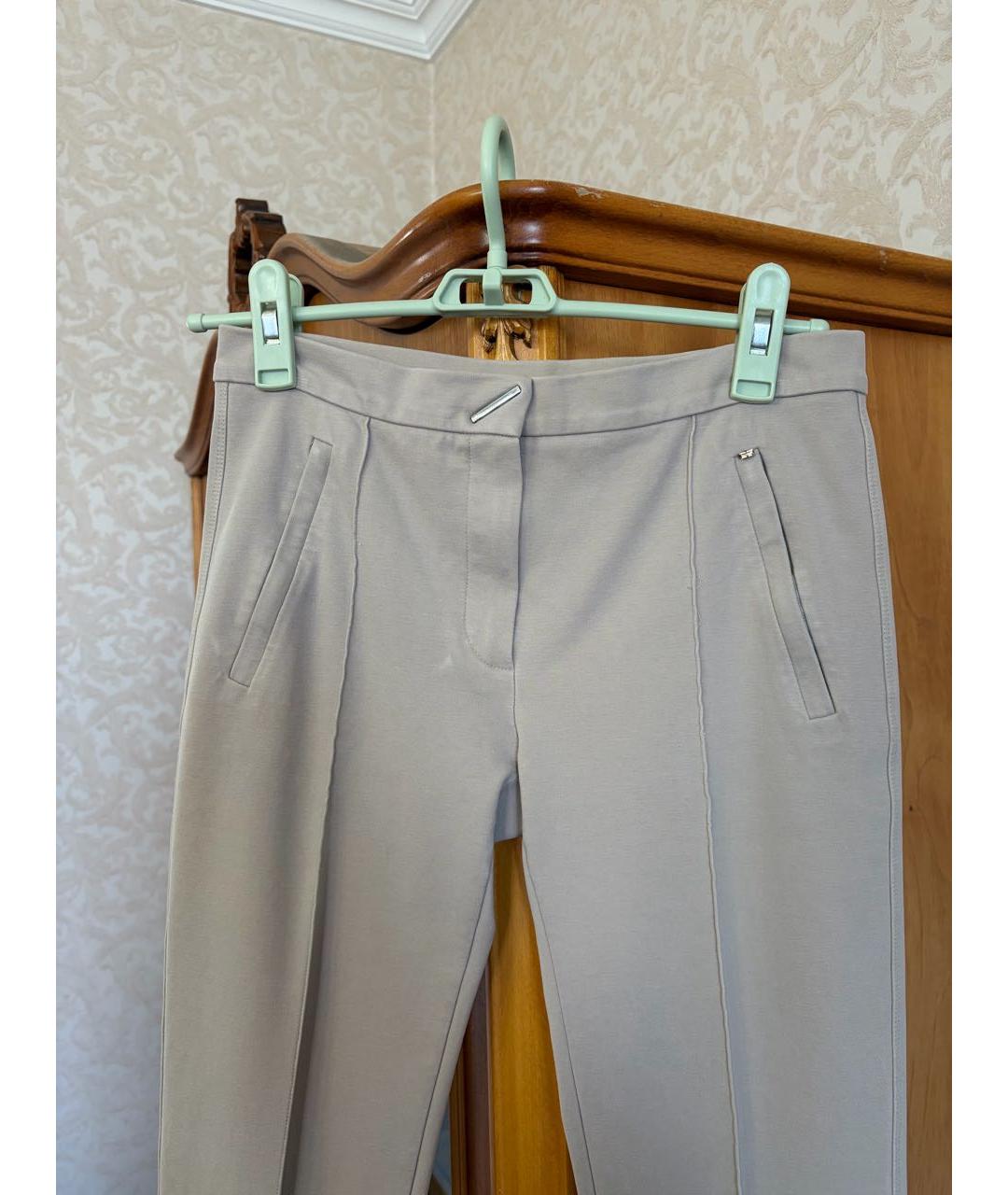 SPORTMAX Бежевые хлопко-эластановые брюки узкие, фото 3