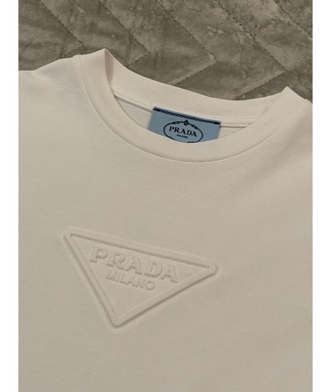 PRADA Белая хлопковая футболка, фото 4