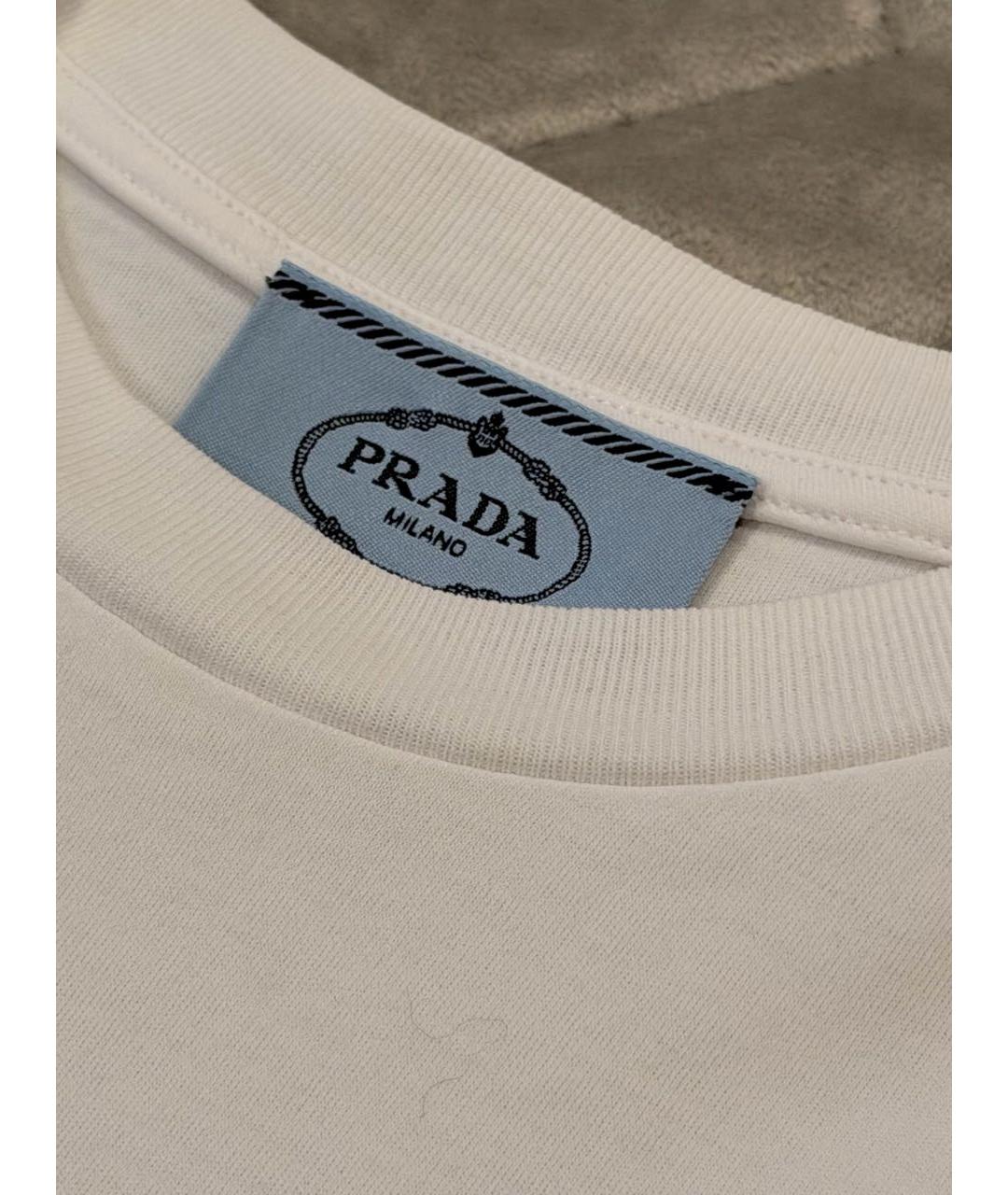 PRADA Белая хлопковая футболка, фото 5