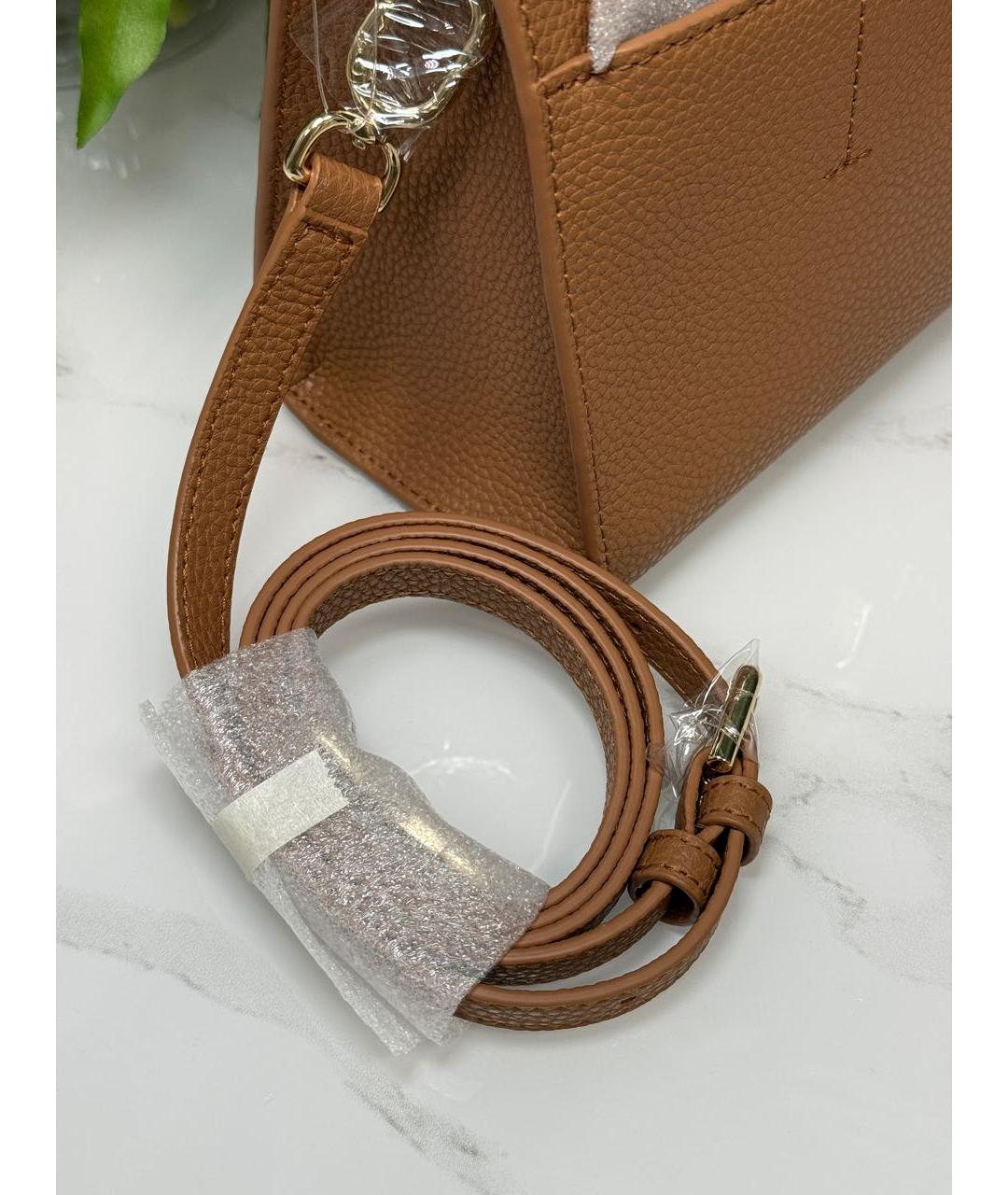 FURLA Коричневая кожаная сумка с короткими ручками, фото 3