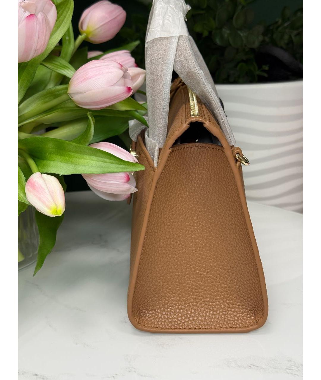 FURLA Коричневая кожаная сумка с короткими ручками, фото 2