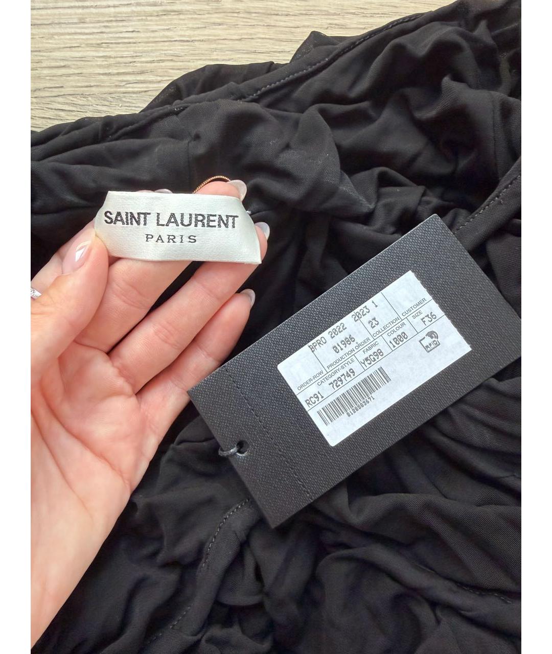SAINT LAURENT Черное купровое вечернее платье, фото 3