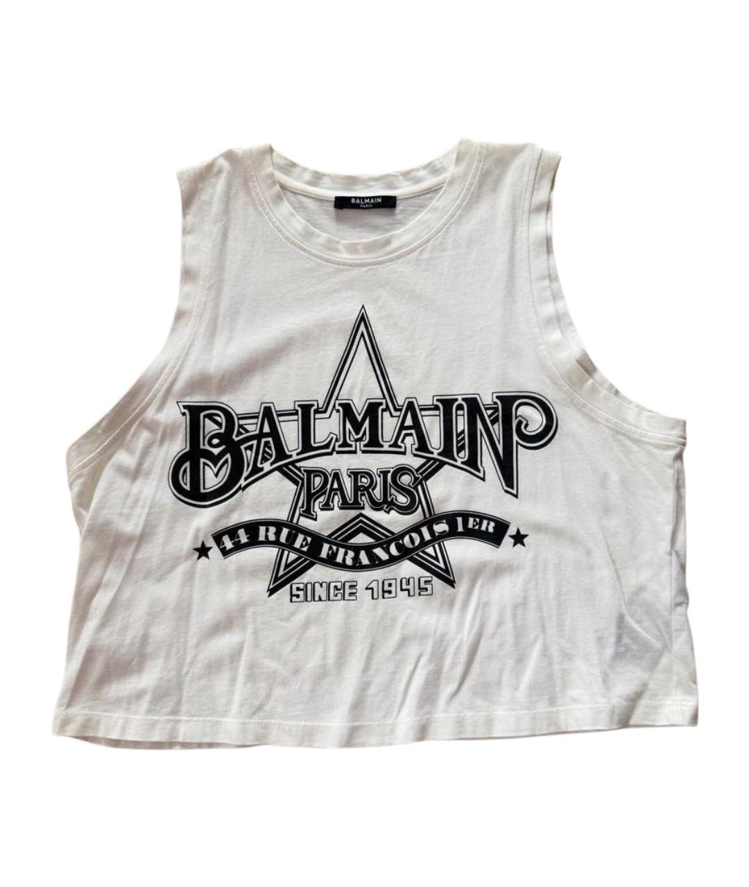 BALMAIN Белая хлопковая майка, фото 1