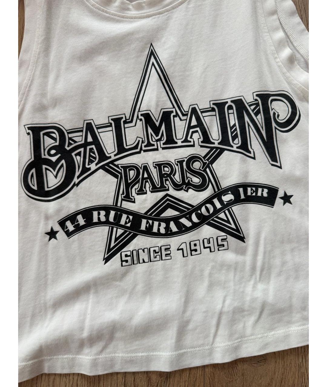 BALMAIN Белая хлопковая майка, фото 4