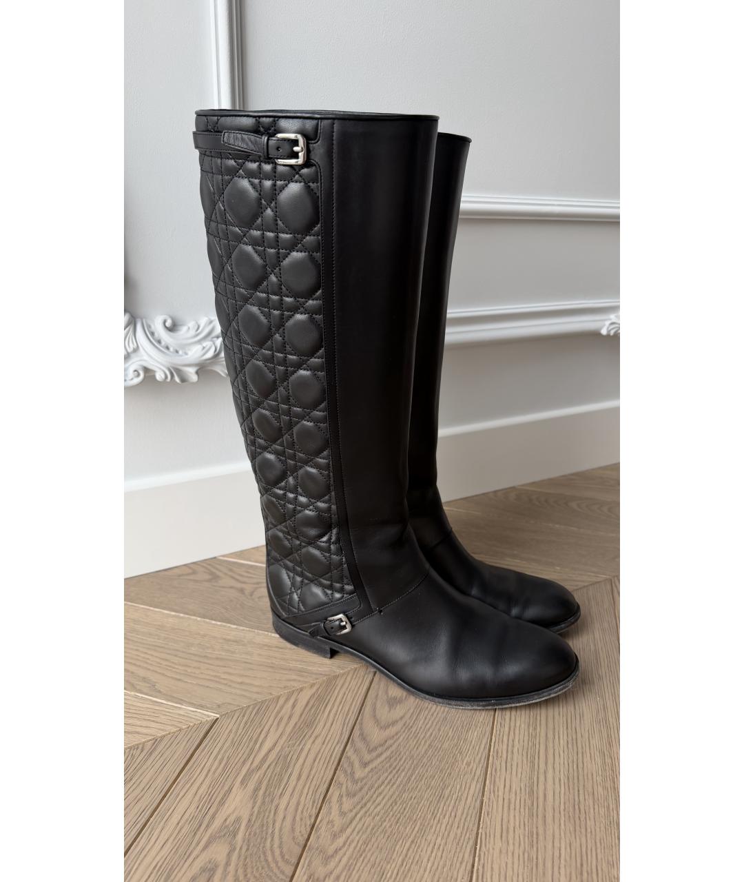 CHRISTIAN DIOR Черные кожаные сапоги, фото 3